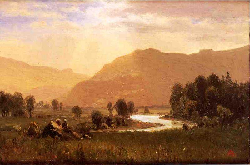 Albert Bierstadt Figures_in_a_Hudson_River_Landscape China oil painting art